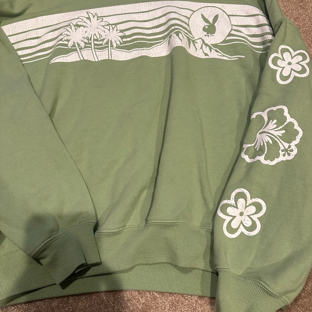 Playboy/Pacsun Green Sweatshirt with White Graphics